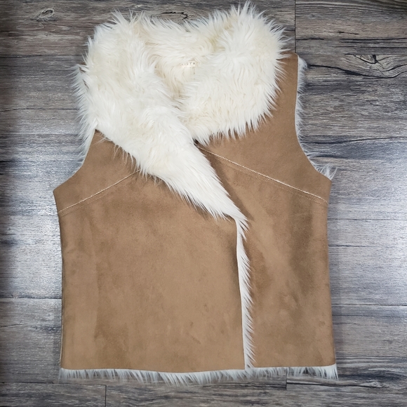 Lilya sherpa faux fur suede vest size large - Picture 1 of 12